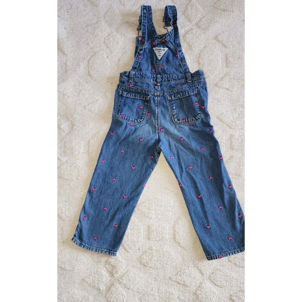 Kids OshKosh B’gosh Denim Heart Overalls, size 4T Toddler Jeans 100% Cotton